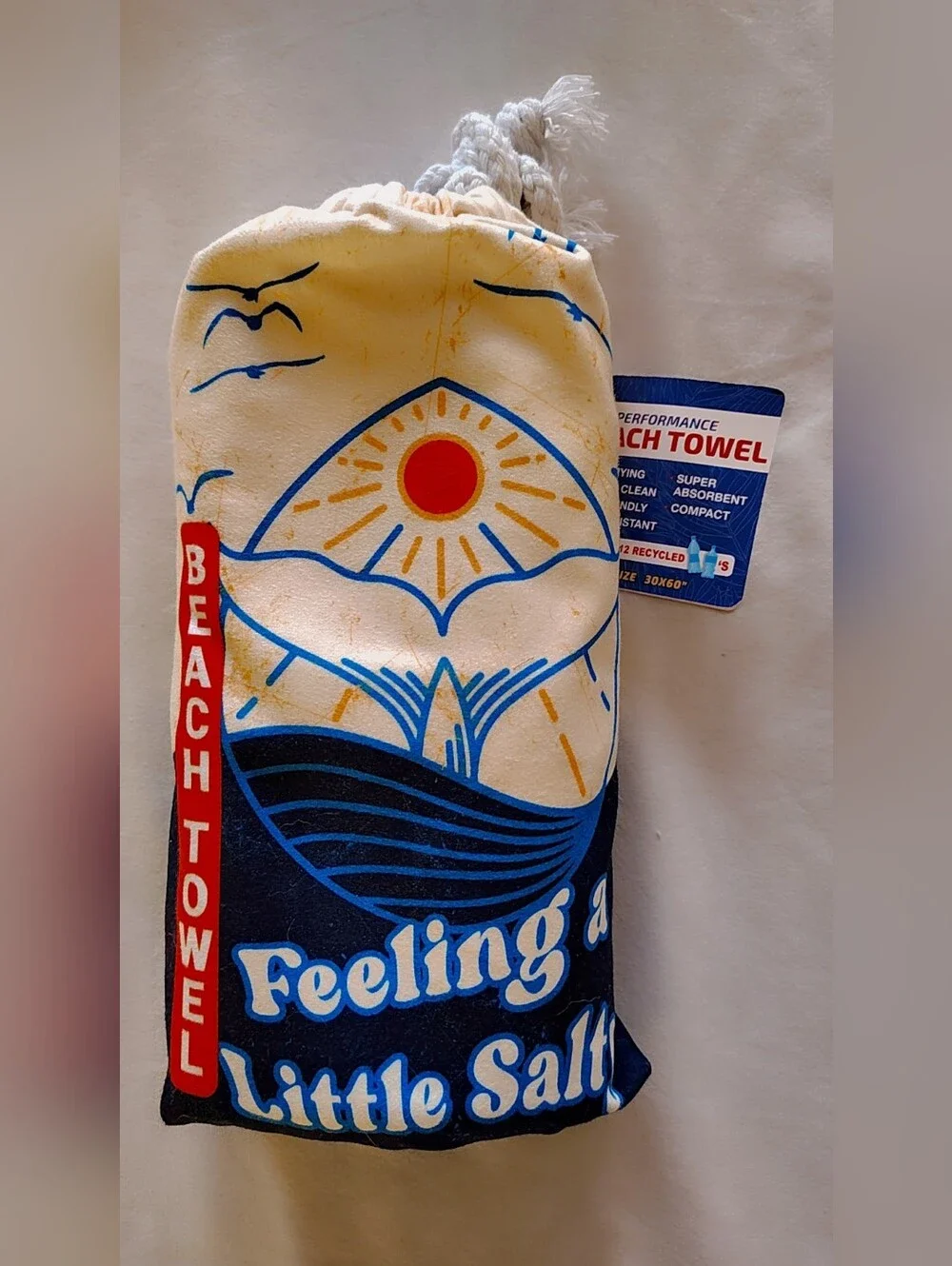 Graphic Beach Towel - Navy, Cream, Red & Blue